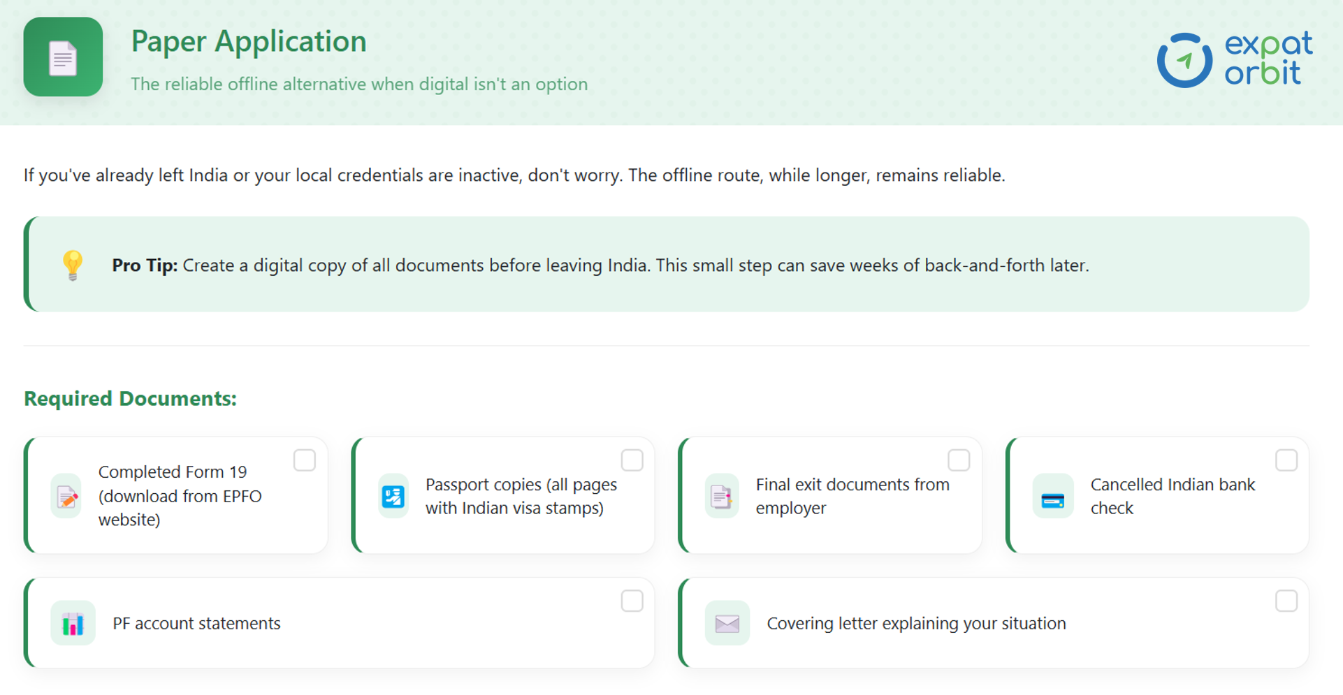 Required documents for paper route of PF withdrawal